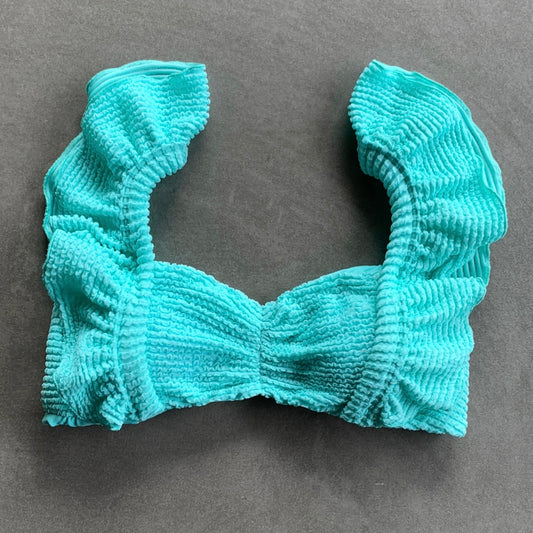 Curazao Blue Textured Camille Bikini Top