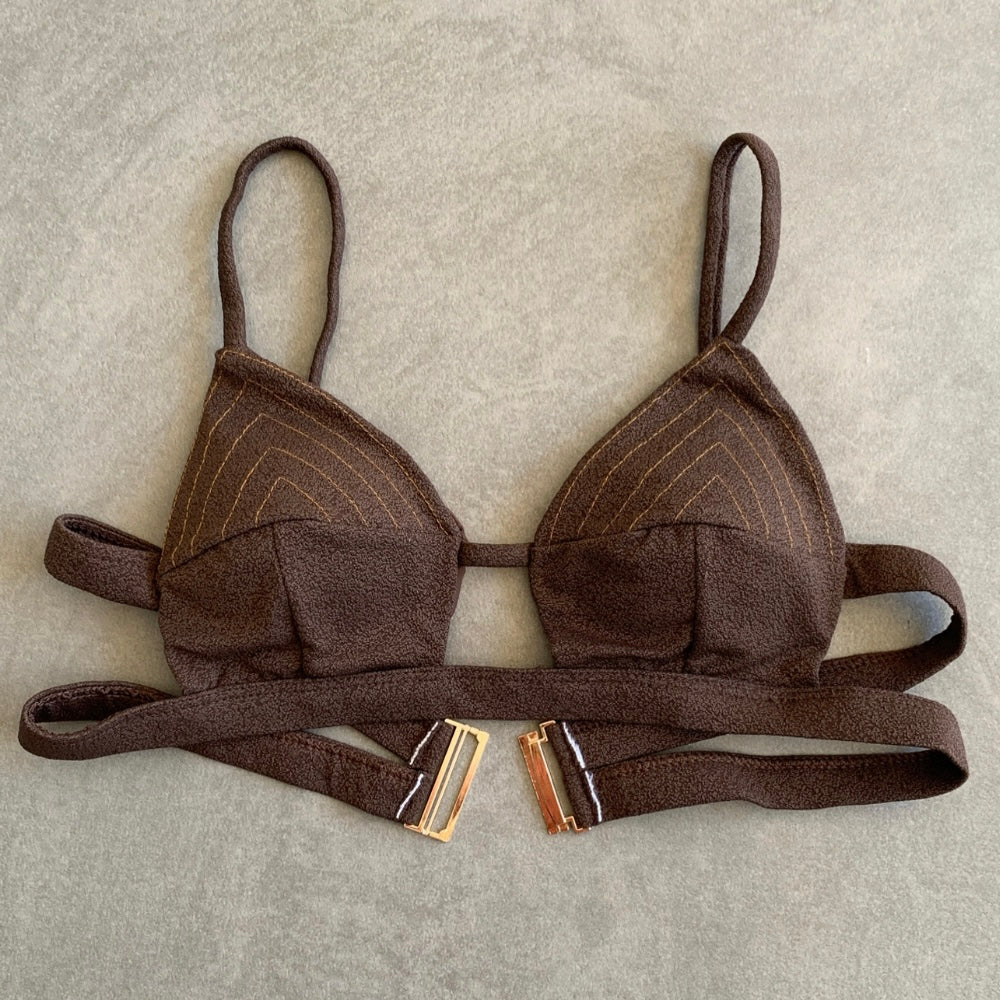 Seashore Textured Espresso Vera Bikini Top