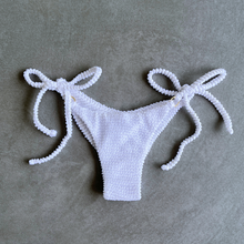 Load image into Gallery viewer, Pure White Textured Katie Side Tie Bikini Bottom
