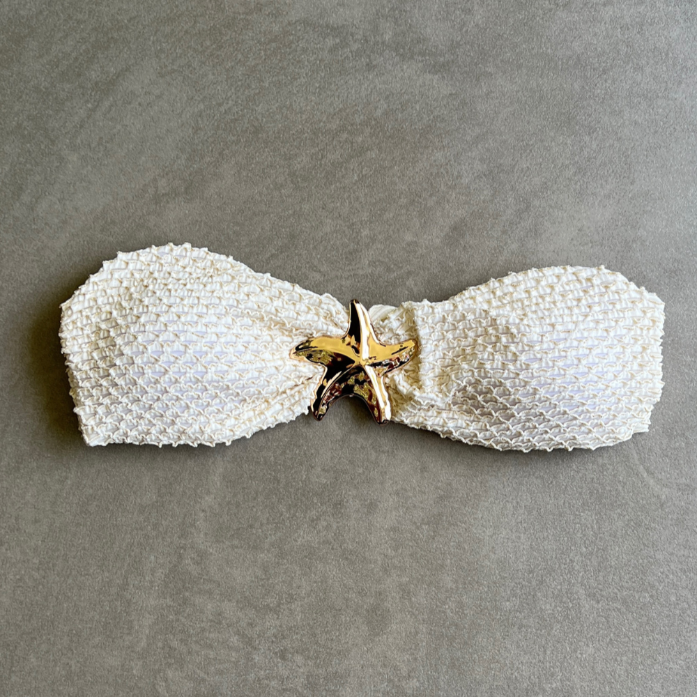 Sparkling Snow Mermaid Weave Textured Strapless Star Bikini Top
