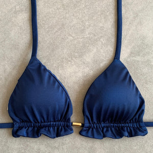 Nocturnal Blue Triangle Frill Bikini Top