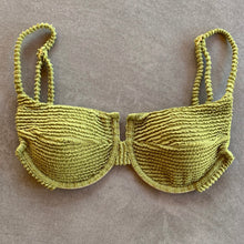 Load image into Gallery viewer, Pistachio Green Textured Panneled Bikini Top
