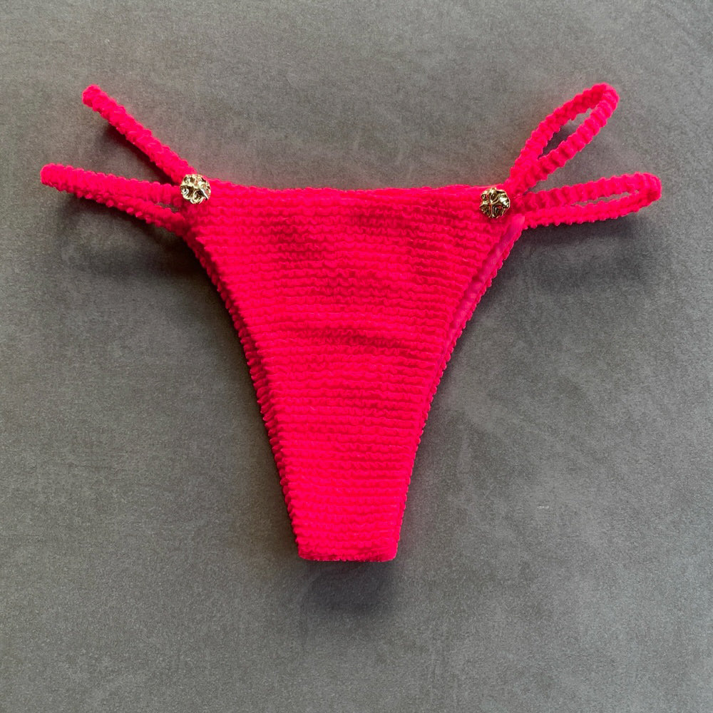 Electra Red Textured Tici Bikini Bottom