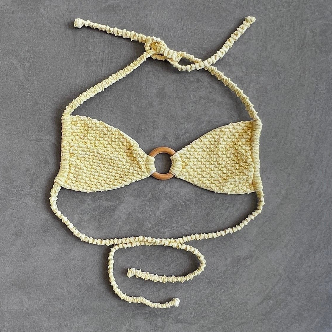 Yellow Sparkling Mermaid Weave Textured Kayla Bikini Top