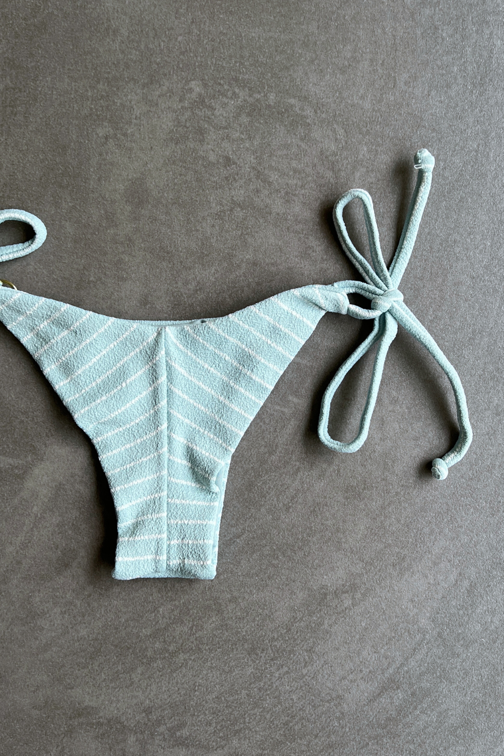 Blue & White Seashore Striped Textured Katie Side Tie Bikini Bottom