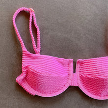 Load image into Gallery viewer, Pink Bliss Textured Panneled Bikini Top
