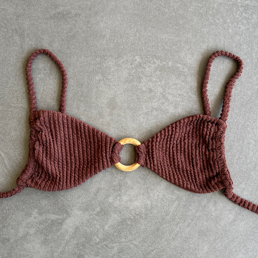 Browned Textured Kayla Bikini Top