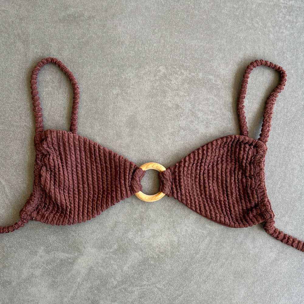 Browned Textured Kayla Bikini Top