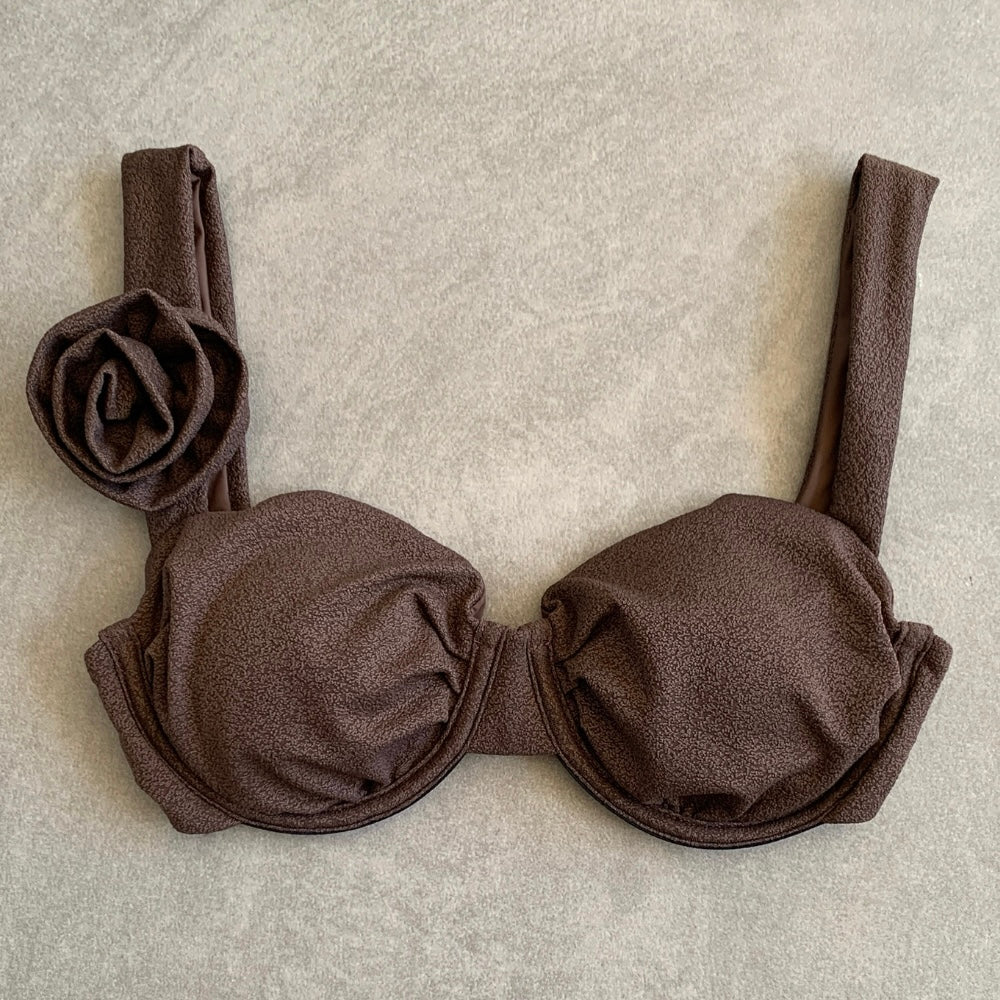 Seashore Textured Espresso Carolina Bikini Top