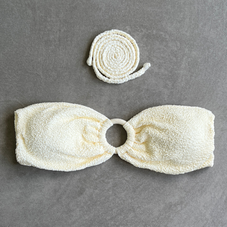 Buttercream Beehive Textured Strapless Bikini Top