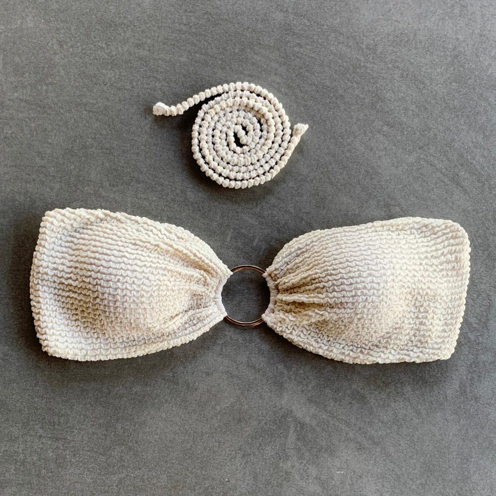 Pearl Textured Strapless Bandeau Bikini Top