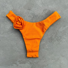 Load image into Gallery viewer, Seashore Textured Orange Zest Bia Flower Bikini Bottom
