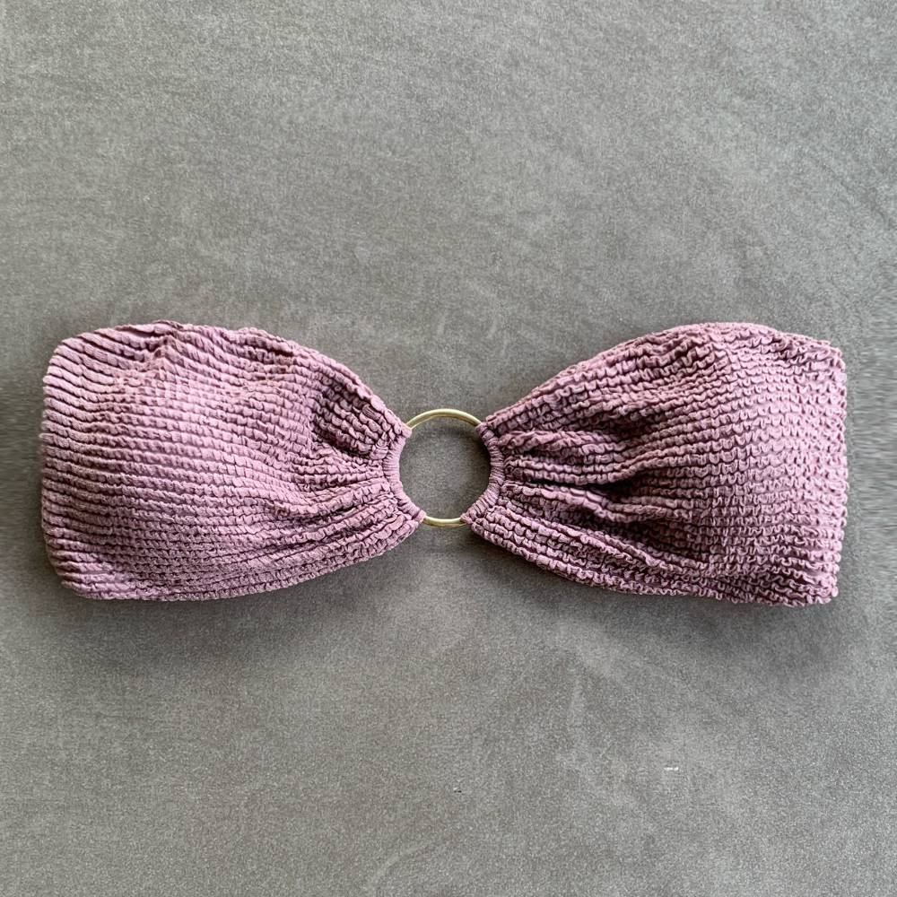 Lavender Mist Textured Strapless Bikini Top