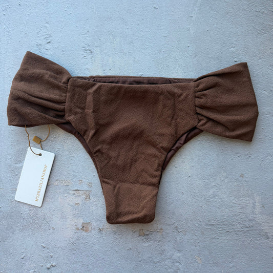 Cacau Brown Seashore Textured Classy Cheeky Bikini Bottom