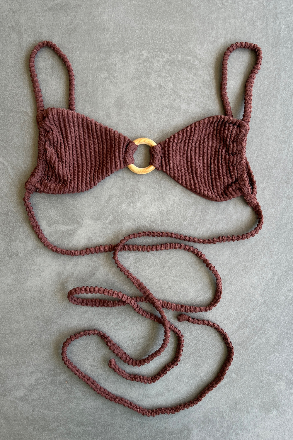 Browned Textured Kayla Bikini Top
