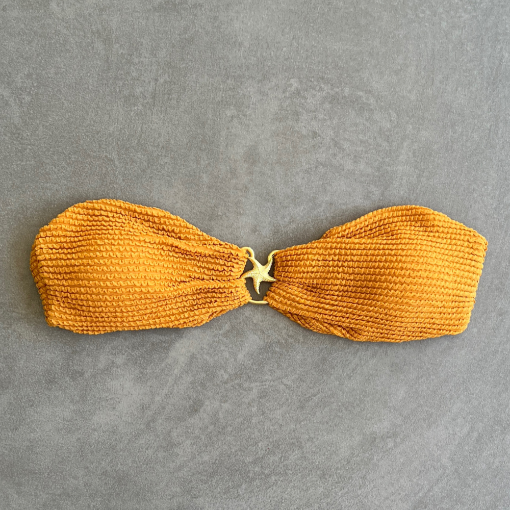 Apricot Textured Star Strapless Bikini Top