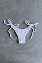 Load image into Gallery viewer, Pure White Textured Katie Side Tie Bikini Bottom
