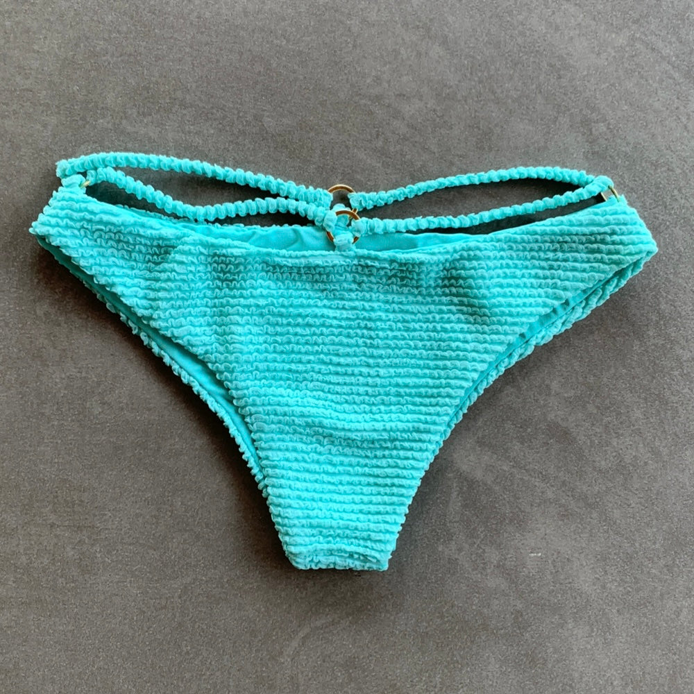 Curazao Blue Textured Lau Bikini Bottom