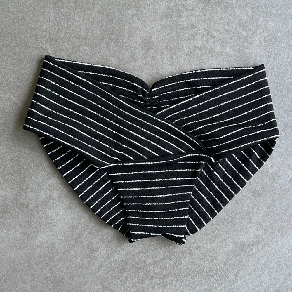 Black & White Seashore Striped Textured Melissa Bikini Bottom