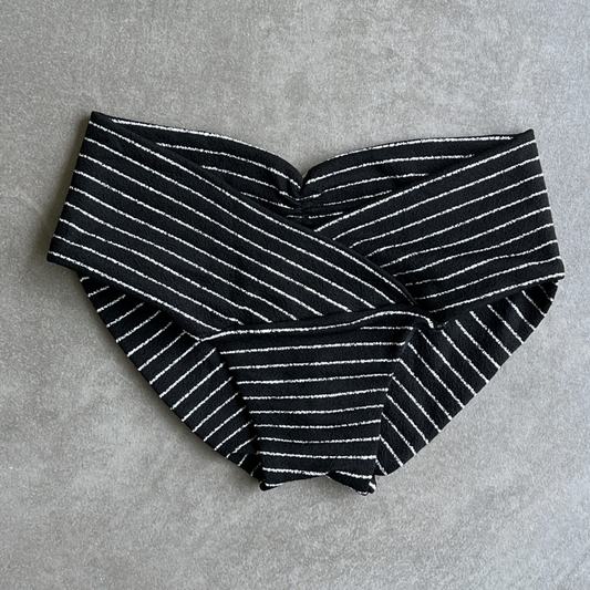 Black & White Seashore Striped Textured Melissa Bikini Bottom