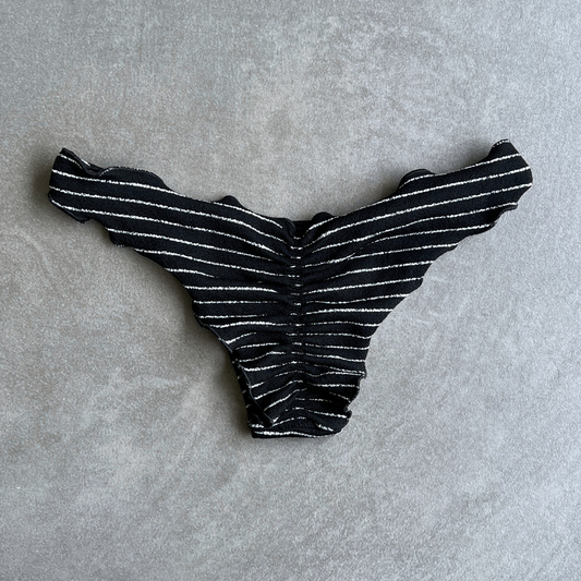 Black & White Seashore Striped Textured Textured Lili Ripple Bikini Bottom