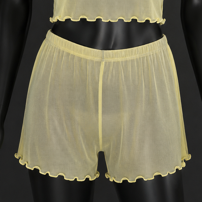 Yellow Mesh Tule Seamless Short
