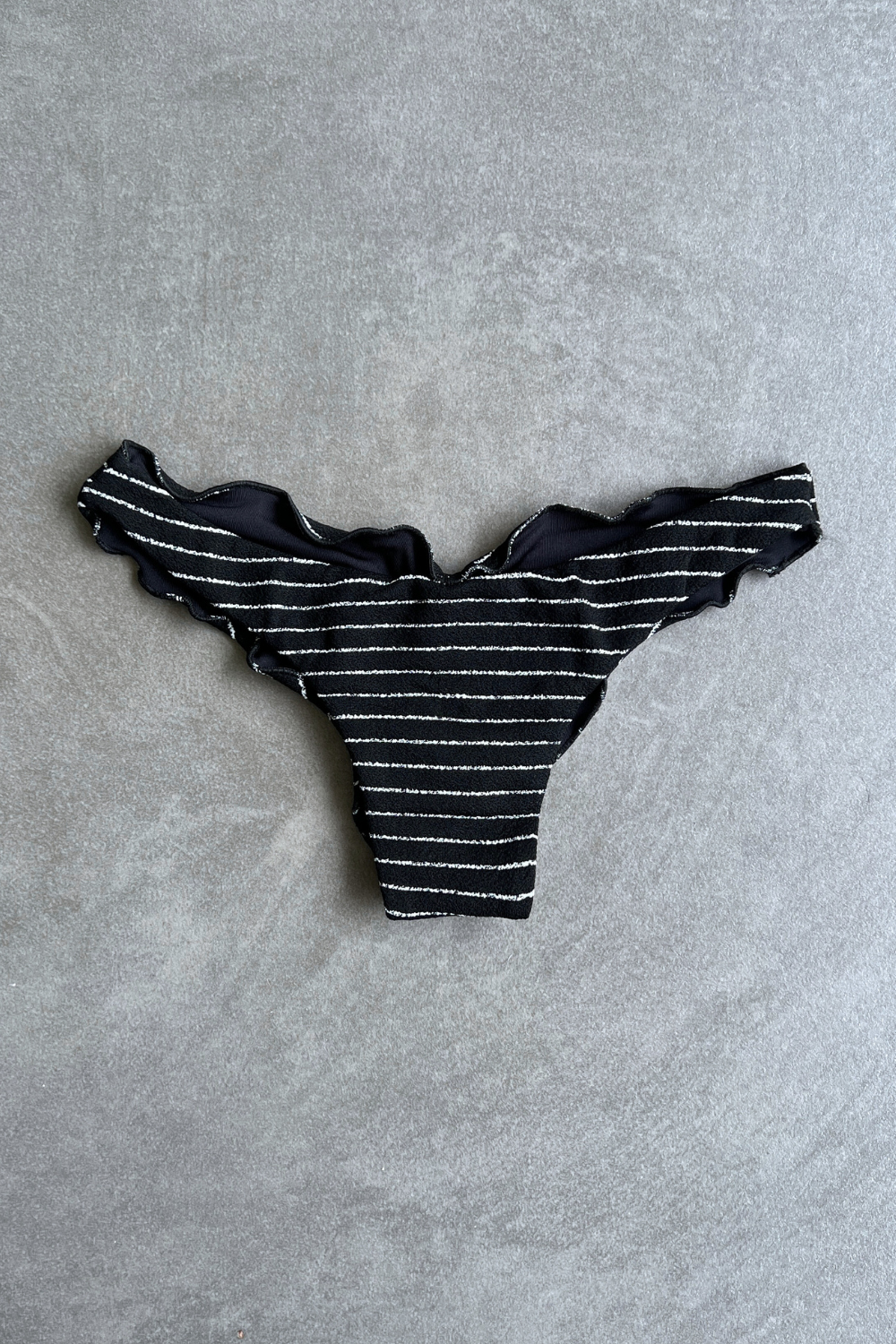 Black & White Seashore Striped Textured Textured Lili Ripple Bikini Bottom