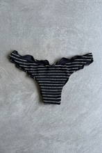 Load image into Gallery viewer, Black &amp; White Seashore Striped Textured Textured Lili Ripple Bikini Bottom

