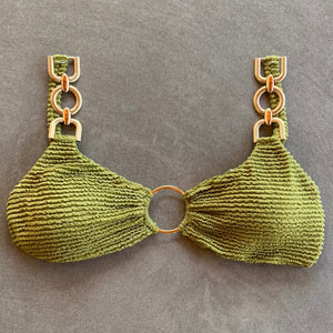 Pistachio Green Textured Mari Bikini Top