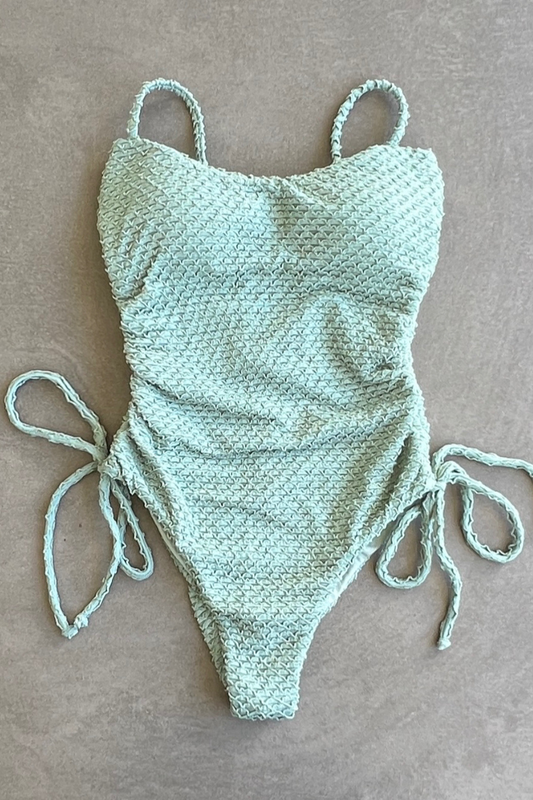 Seafoam Green Sparkling Mermaid Weave Textured Luanda One Piece Swimwear