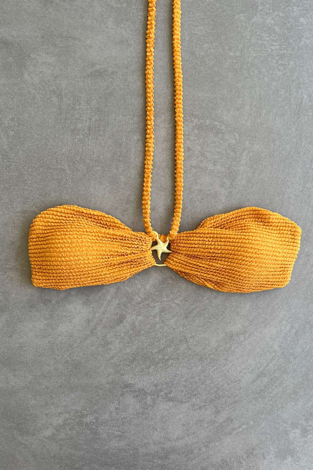 Apricot Textured Star Strapless Bikini Top