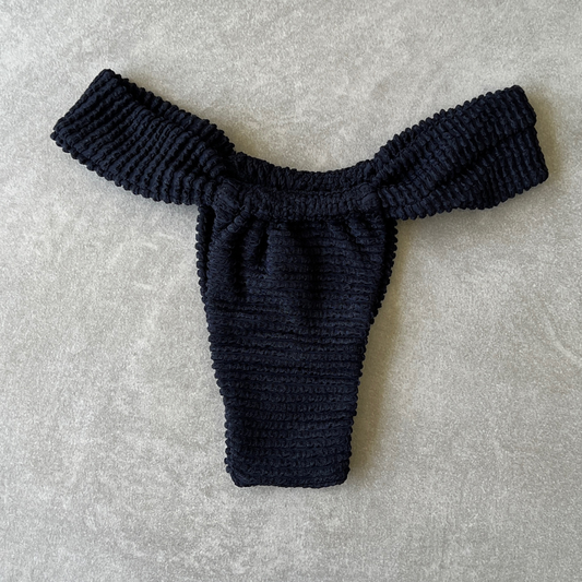 Onyx Textured Curtain Bikini Bottom
