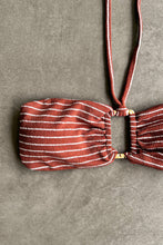 Load image into Gallery viewer, Brown &amp; White Seashore Striped Textured Strapless Bikini Top
