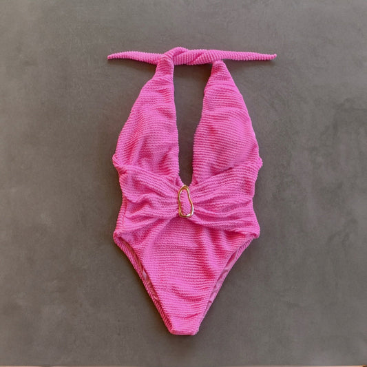 Pink Bliss Textured Samira One Piece Swimwear