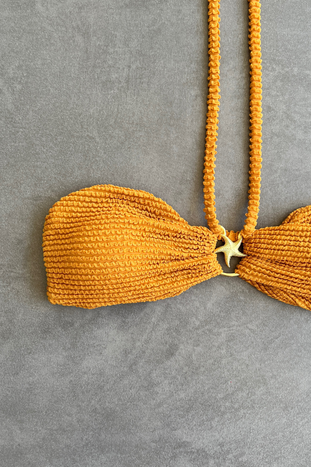 Apricot Textured Star Strapless Bikini Top