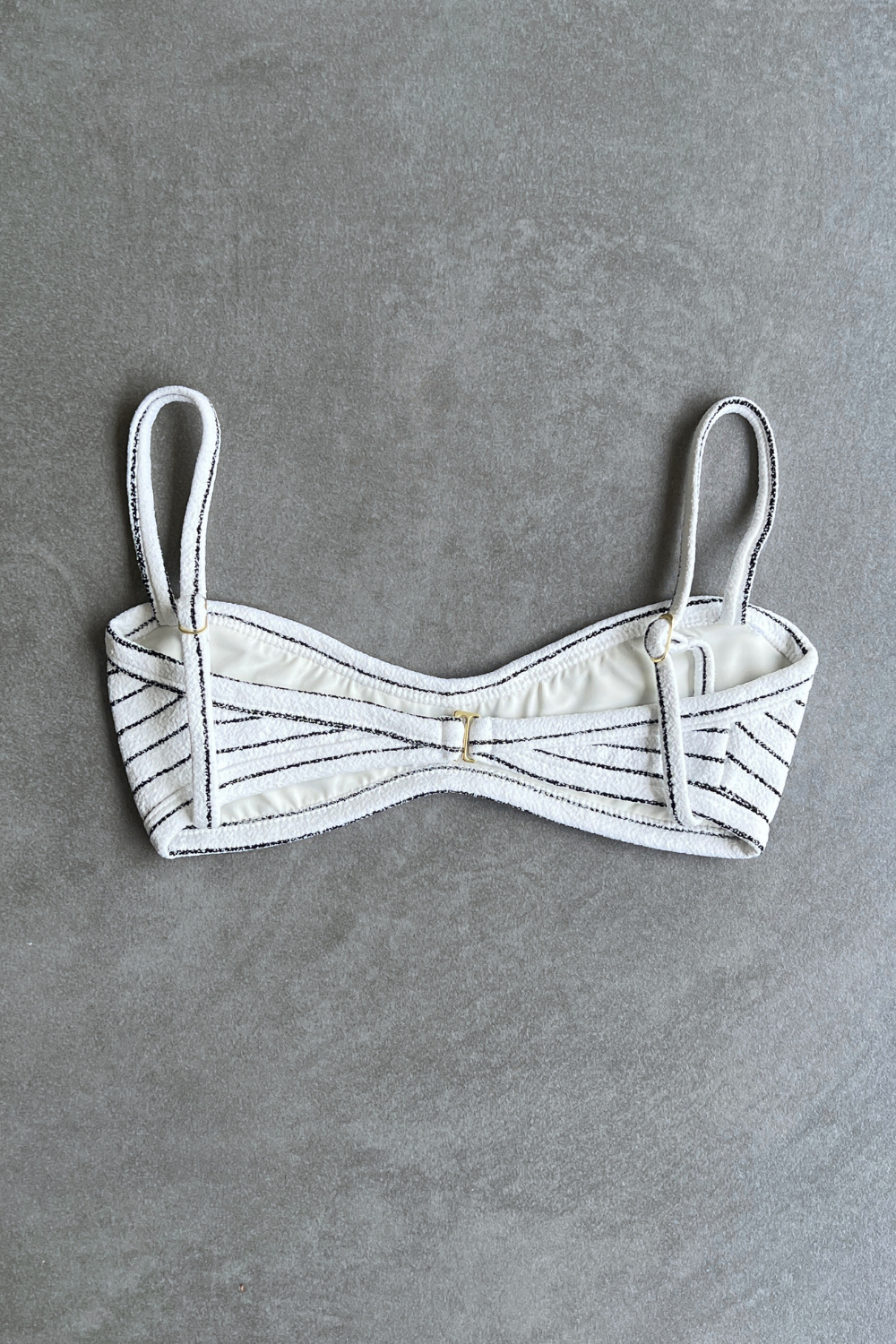 White & Black Seashore Striped Textured Tati Bikini Top