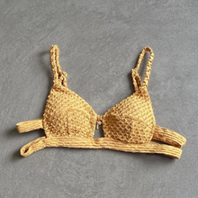 Load image into Gallery viewer, Golden Siren Mermaid Weave Textured Vera Bikini Top
