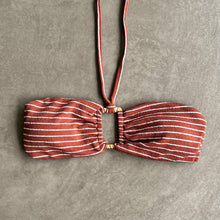 Load image into Gallery viewer, Brown &amp; White Seashore Striped Textured Strapless Bikini Top

