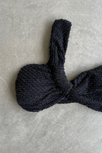 Load image into Gallery viewer, Glamour Black Sparkling Mermaid Weave Textured Greek Bikini Top
