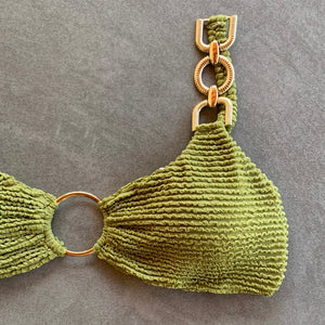 Pistachio Green Textured Mari Bikini Top