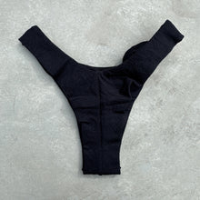 Load image into Gallery viewer, Seashore Textured Black Bia Flower Bikini Bottom

