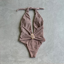 Load image into Gallery viewer, Chocolate Mousse Beehive Textured Samira One Piece Swimwear
