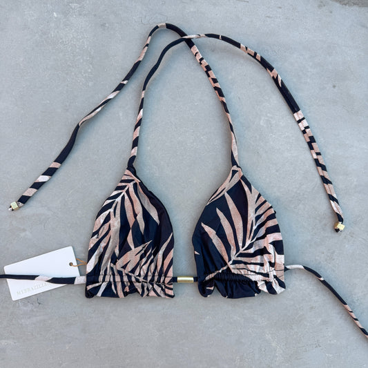 Bleached Leaves Black Triangle Frill Bikini Top