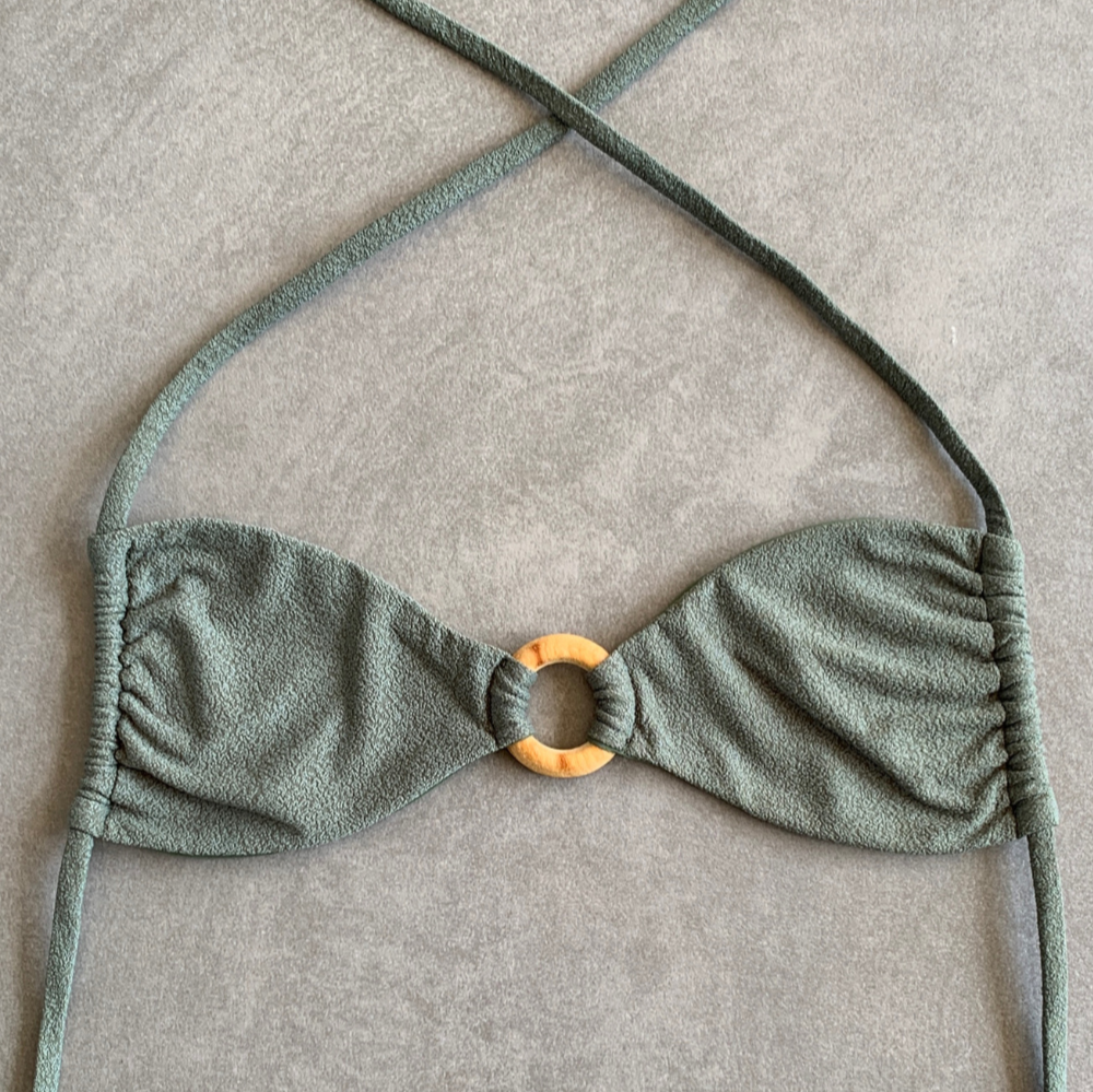 Seashore Textured Fern Green Kayla Bikini Top