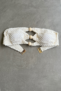 Sparkling Snow Mermaid Weave Textured Raquel Bikini Top