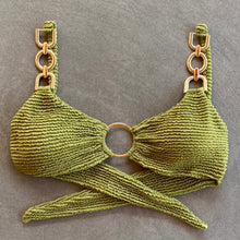 Load image into Gallery viewer, Pistachio Green Textured Mari Bikini Top
