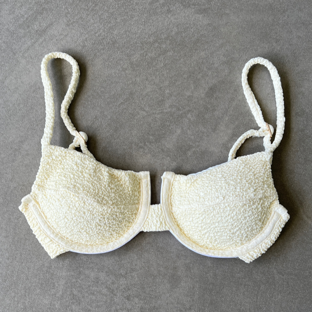 Buttercream Beehive Textured Panneled Bikini Top