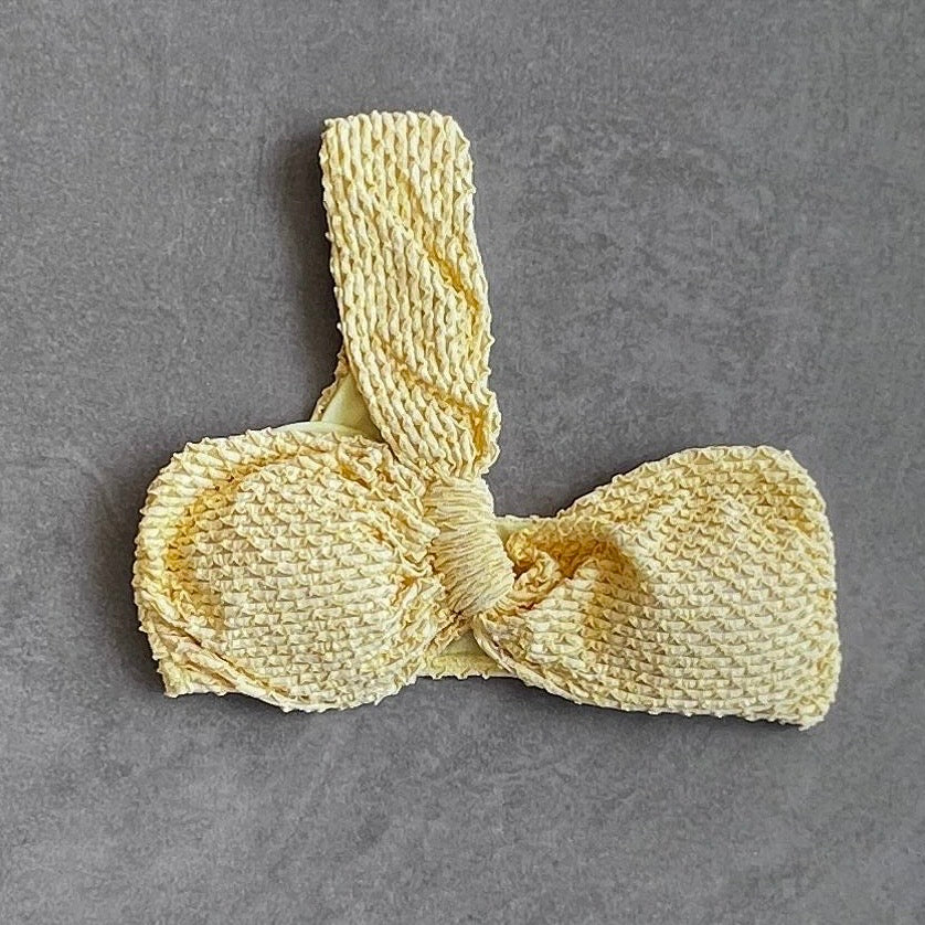 Yellow Sparkling Mermaid Weave Textured Greek Bikini Top