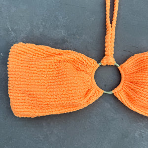 Energy Orange Textured Strapless Bikini Top
