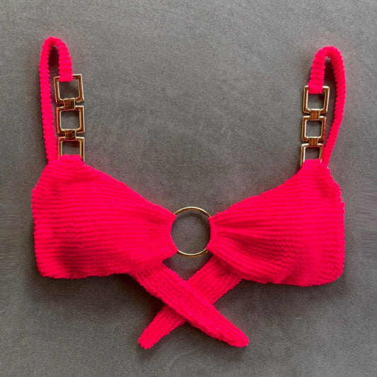 Electra Red Textured Mari Bikini Top